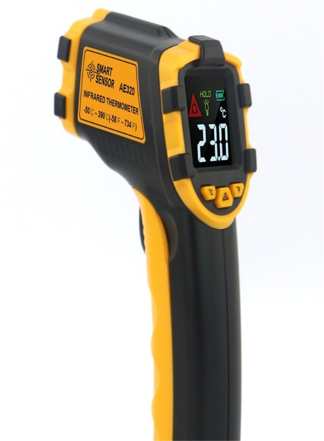 سمارت سنسور مستشعر ذكي -50 إلى 390 درجة مئوية، نسبة 12:1، مقياس حرارة رقمي صغير محمول باليد يعمل بالأشعة تحت الحمراء، بدون تلامس، جهاز قياس درجة الحرارة، مقياس حرارة صناعي يعمل بالأشعة تحت الحمراء، شاشة LCD ملونة، درجة مئوية، فهرنهايت (ليس - Image 2