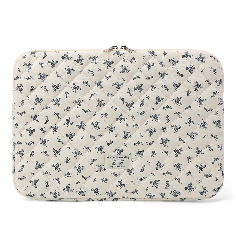 BBIQI Puffy Laptop Sleeve 13156 Inch Cute Quilted Laptop Protective Case Padded Floral Computer Sleeve for MacBook ALight Blue 15 Inch - Image 2