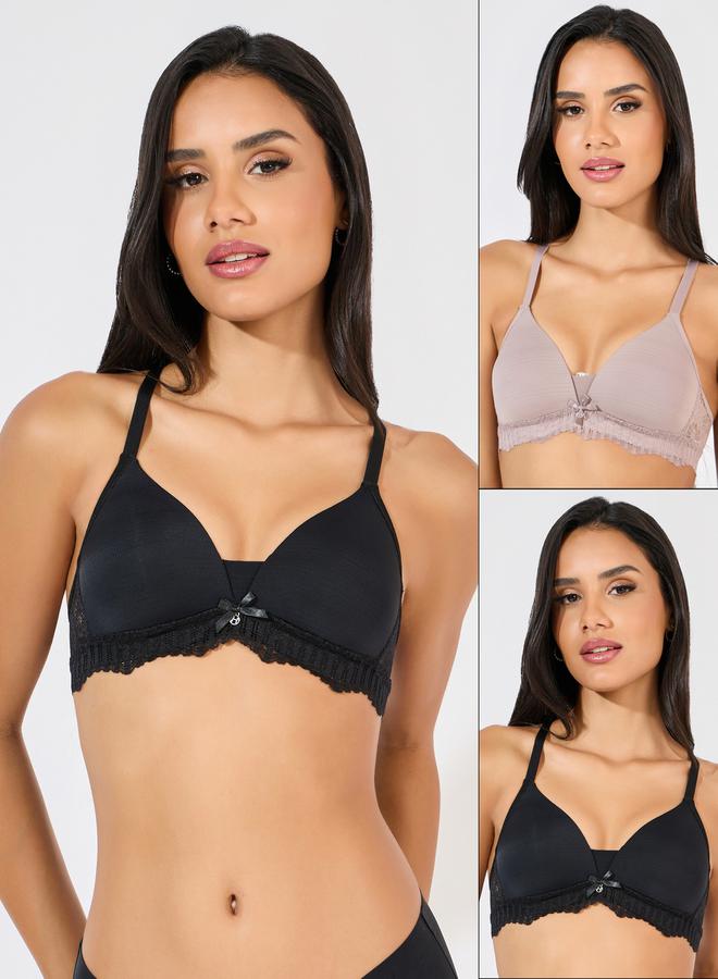 ستايلي مجموعة من 2 صدرية مبطنة بتفاصيل دانتيل - Image 1