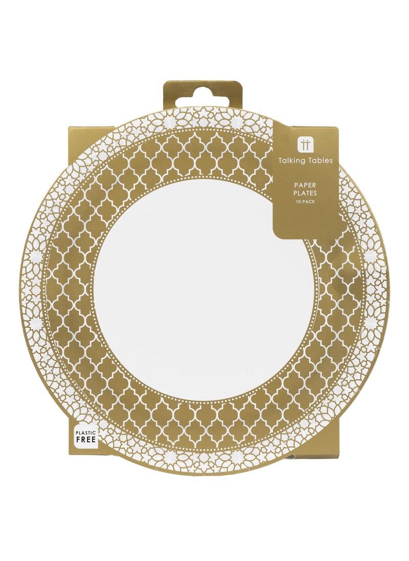 Talking Tables Party Porcelain Gold Paper Plates, 10pack, FSC Mix  - Image 2