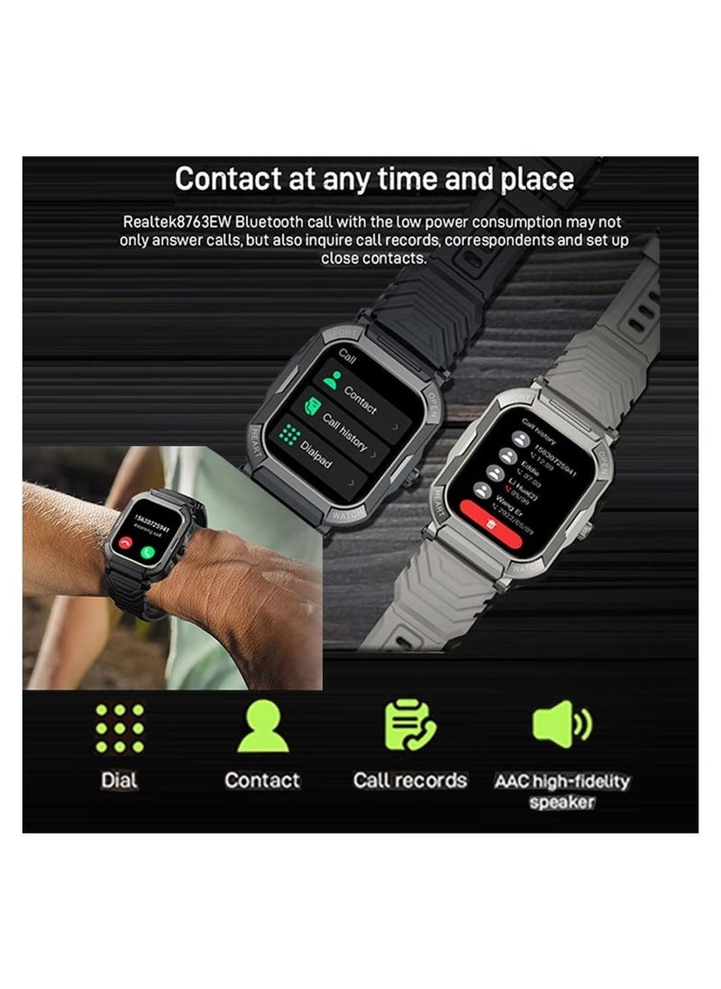 DMG TECH - 1.85" Smart Watches for Men with Bluetooth Call (Answer/Make Call),New Fitness Tracker, IP68 Waterproof Military Smart Watches with Heart Rate, Blood Oxygen and Sleep Monitor (Black) - Image 1