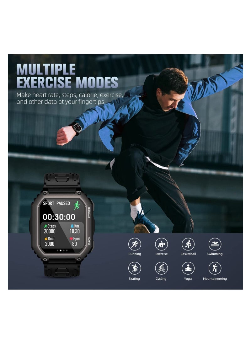 DMG TECH - 1.85" Smart Watches for Men with Bluetooth Call (Answer/Make Call),New Fitness Tracker, IP68 Waterproof Military Smart Watches with Heart Rate, Blood Oxygen and Sleep Monitor (Black) - Image 1
