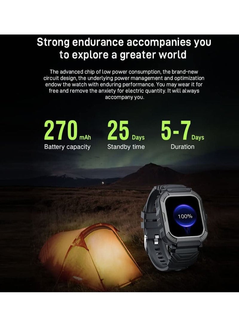 DMG TECH - 1.85" Smart Watches for Men with Bluetooth Call (Answer/Make Call),New Fitness Tracker, IP68 Waterproof Military Smart Watches with Heart Rate, Blood Oxygen and Sleep Monitor (Black) - Image 1