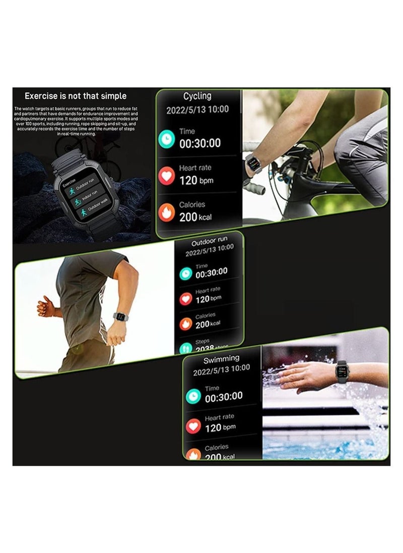 DMG TECH - 1.85" Smart Watches for Men with Bluetooth Call (Answer/Make Call),New Fitness Tracker, IP68 Waterproof Military Smart Watches with Heart Rate, Blood Oxygen and Sleep Monitor (Black) - Image 1