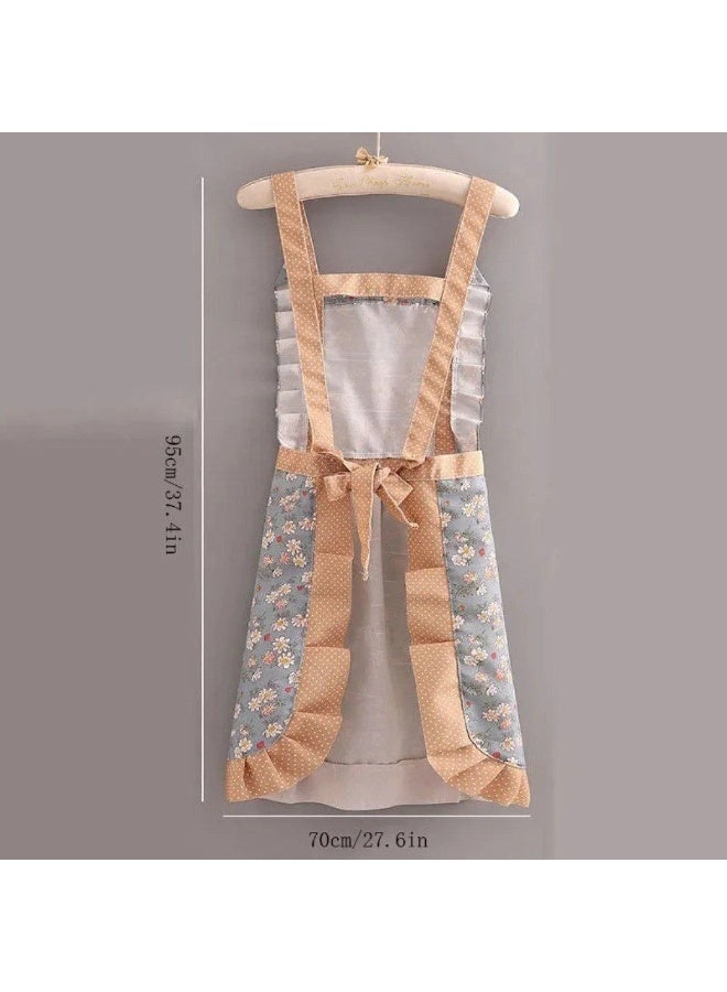 مريلة مطبخ دانتيل بتصميم فستان أنيق – جيب كبير أمامي لحمل الأدوات والموبايل – مريلة عملية وعصرية للطبخ والتنظيف - Image 5