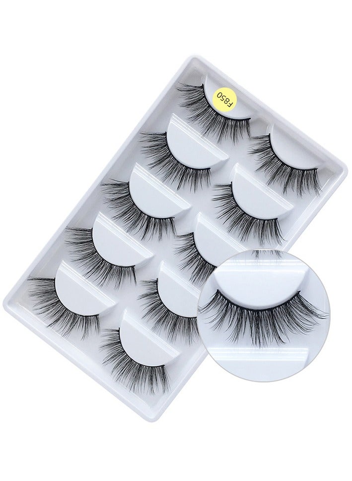 ORiTi  False Eyelashes, 3D Faux Mink Eyelashes Handmade Dramatic Thick Crossed Cluster False Eyelashes Black Nature Fluffy Long Soft Reusable(5 Pairs) (F850) - Image 1