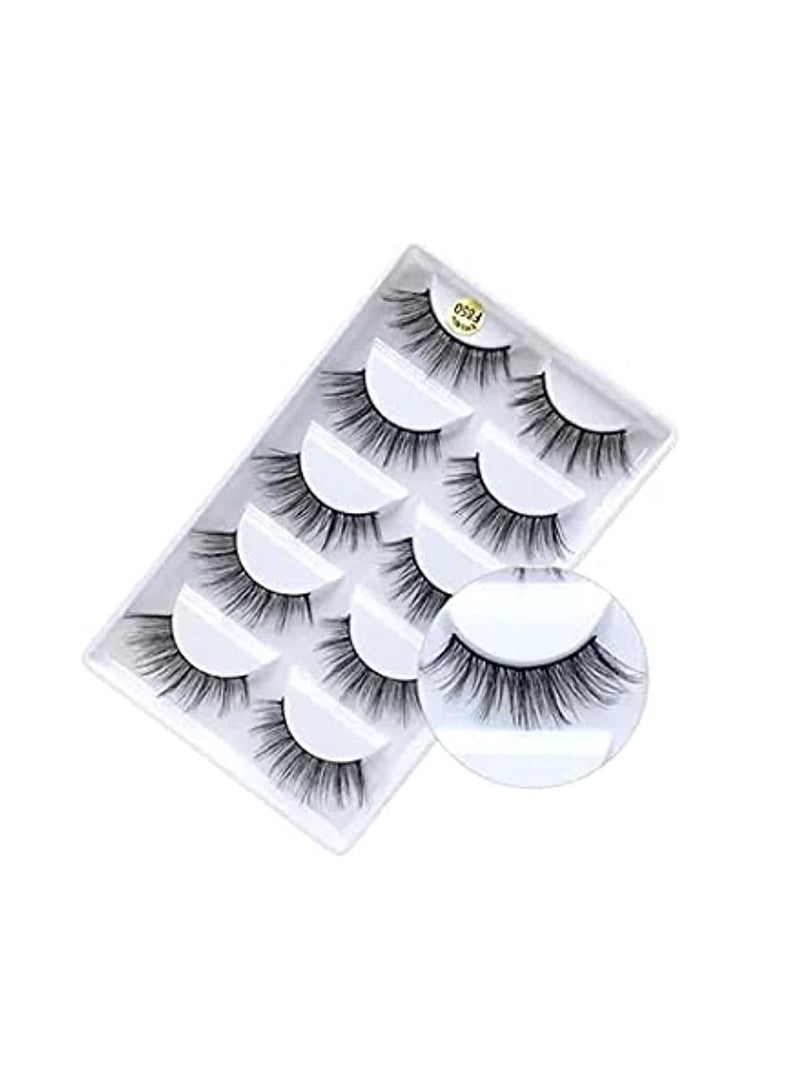 ORiTi  False Eyelashes, 3D Faux Mink Eyelashes Handmade Dramatic Thick Crossed Cluster False Eyelashes Black Nature Fluffy Long Soft Reusable(5 Pairs) (F850) - Image 2