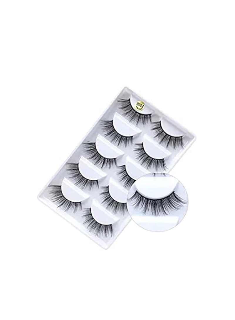 ORiTi  False Eyelashes, 3D Faux Mink Eyelashes Handmade Dramatic Thick Crossed Cluster False Eyelashes Black Nature Fluffy Long Soft Reusable(5 Pairs) (F850) - Image 5