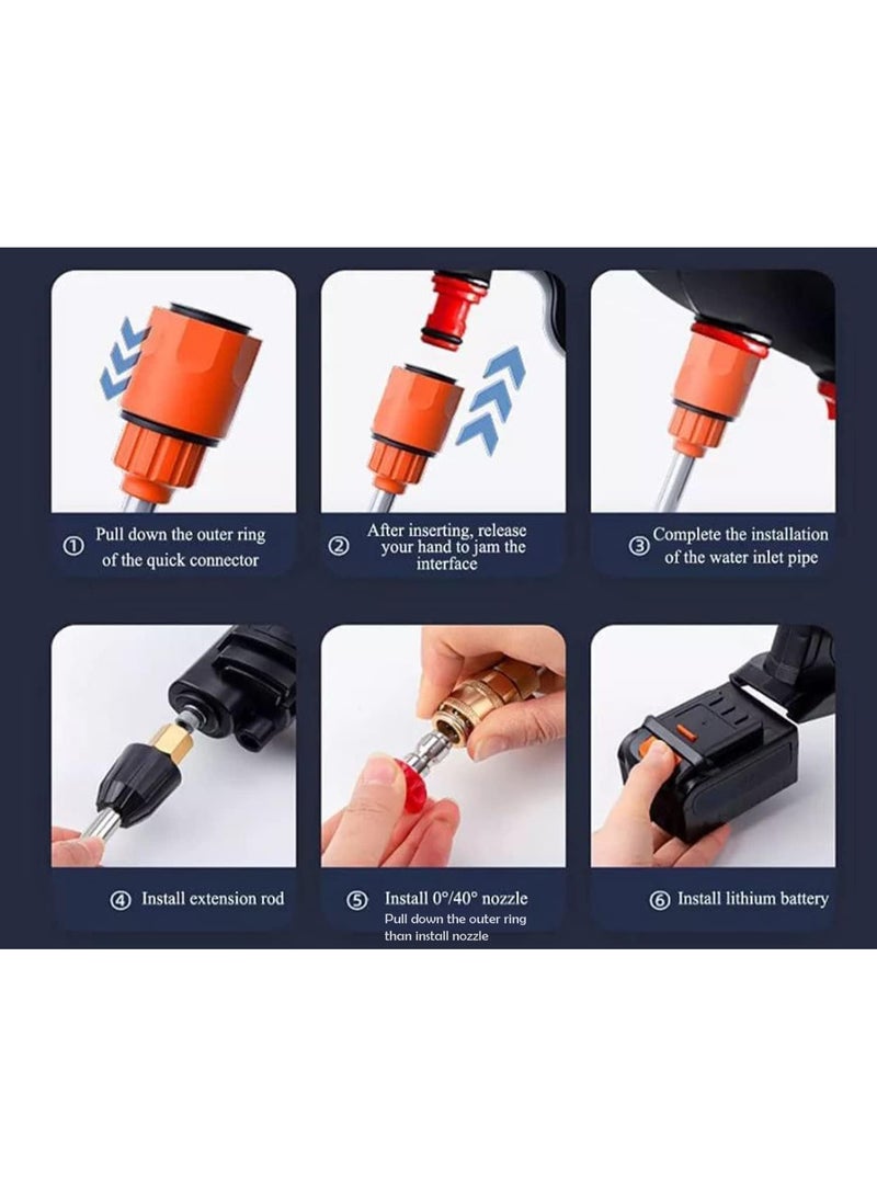 Cordless car wash machine - rechargeable, for cleaning cars, bikes, and gardens, with an electric wash gun and adjustable nozzle. - Image 3