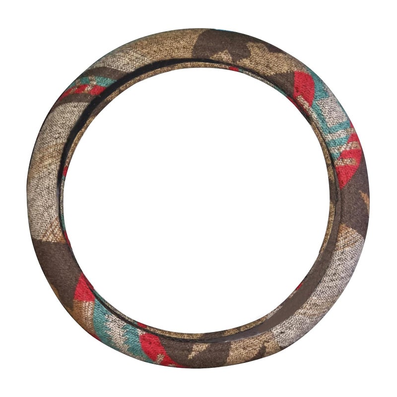 LSAUTO Universal 15inch Ethnic Style Baja Blanket Steering Wheel Cover with Coarse Flax Cloth and Sweat Absorption Anti Slip Car Wrap (Boho Brown) - Image 1
