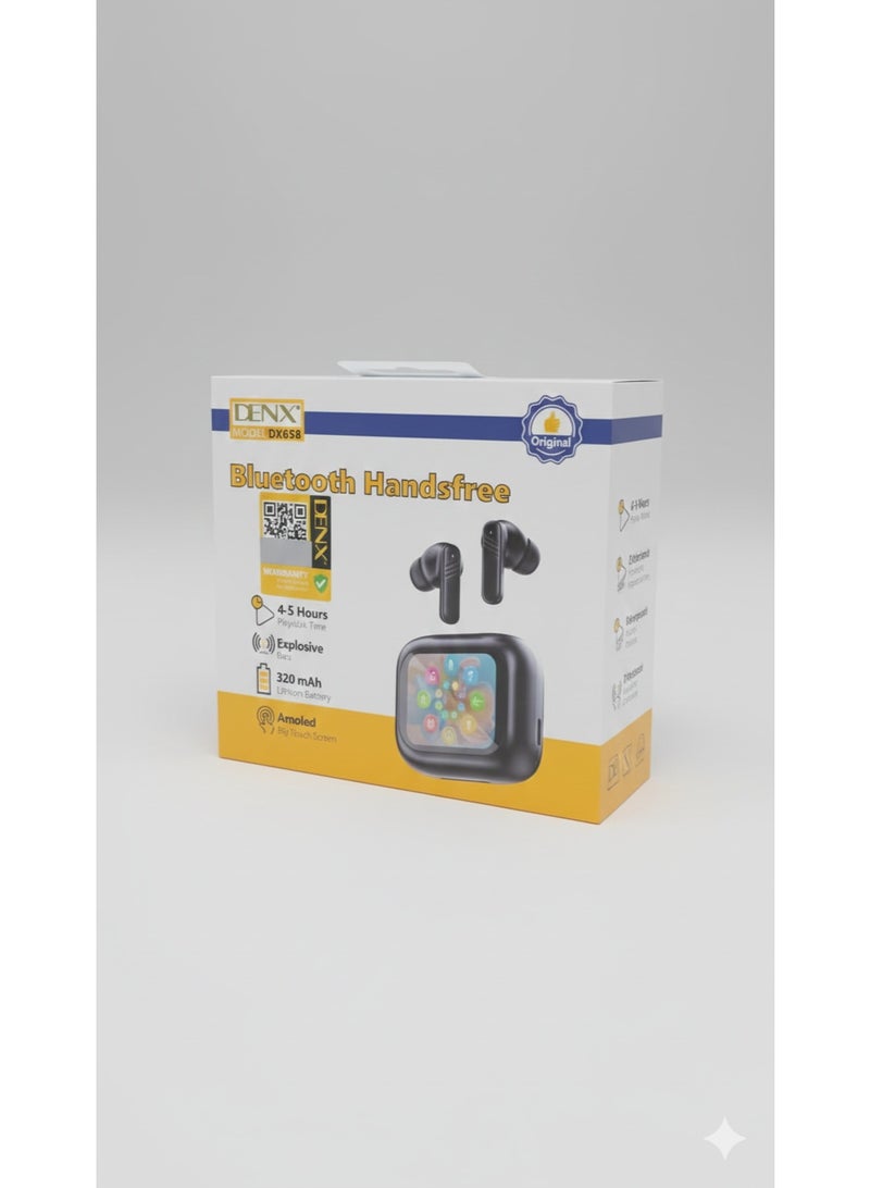 DENX DX658 Bluetooth Handsfree: High-Fidelity Wireless Earbuds with Explosive Bass, AMOLED Display, and Extended Playtime for Seamless Connectivity - Image 1