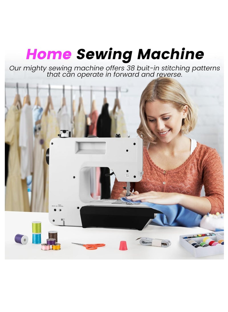 Electric Sewing Machine, Home Portable Sewing Machine Double Speed and Double thread, Mini Sewing Machine with 38 Stitches Patterns