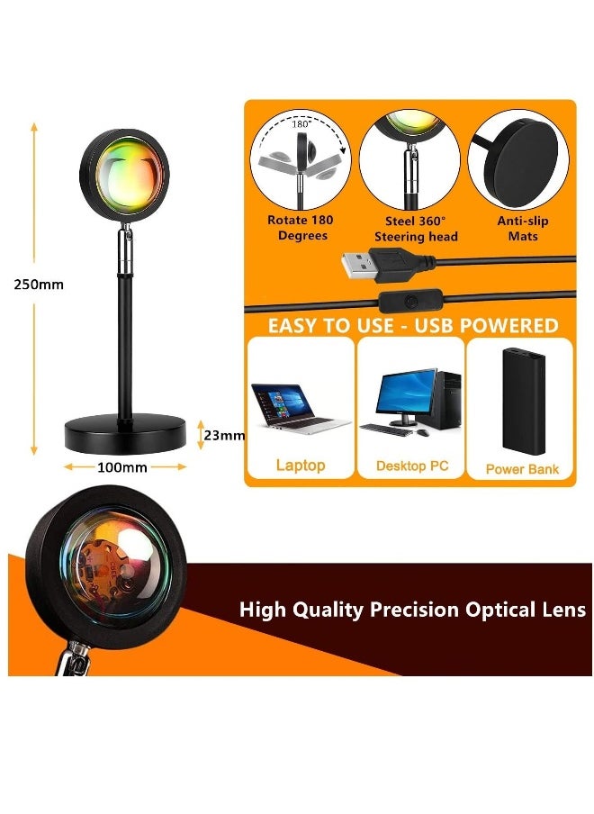 Generic - Sunset Lamp Projection, 16 Colors Changing Projector Rainbow Night Light Sunlight Room Decor 360 Degree Rotation for Decorations Photography/Party/Bedroom/Home Lamps - Image 1