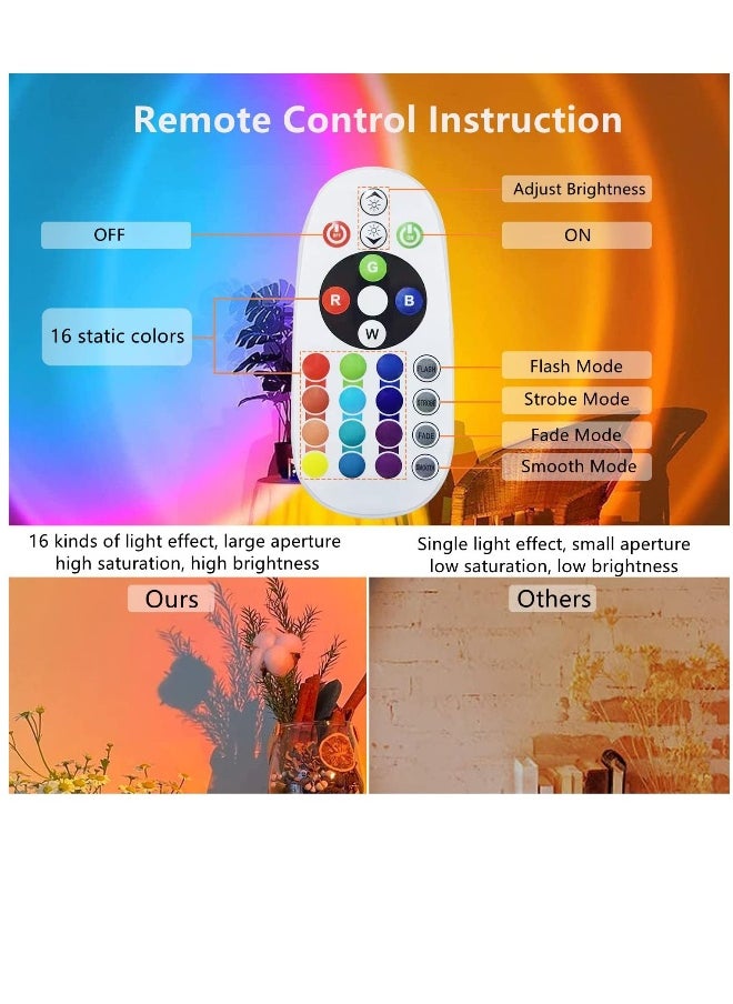 Generic - Sunset Lamp Projection, 16 Colors Changing Projector Rainbow Night Light Sunlight Room Decor 360 Degree Rotation for Decorations Photography/Party/Bedroom/Home Lamps - Image 1