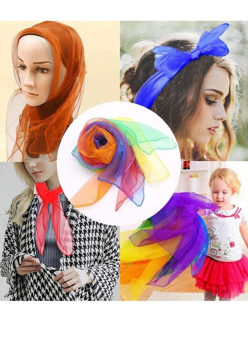 6 PCS Belly Dance Scarves Square Juggling Scarf Multi-Color Silk-like Baby Sensory Toy Rhythm Band, Magic Props - Image 2