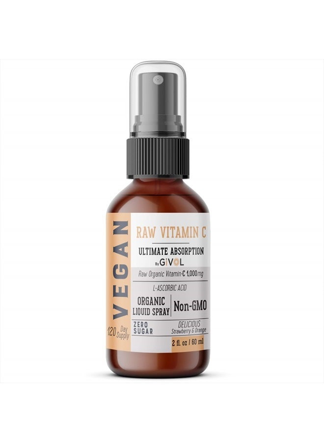 GIVOL , Organic Raw Vitamin C Mist (L-Ascorbic Acid) Extra Strength-Liquid Extract for Kids & Adults - Immune Boost - Vegan- Easy Absorption - Orange/Strawberry Flavor- Non-GMO - 2 oz - Image 1