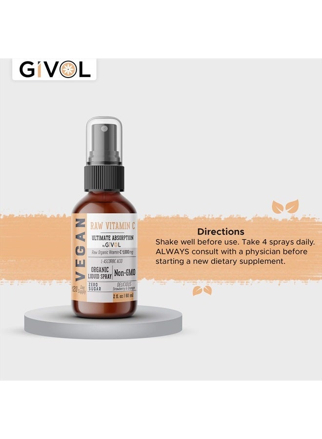 GIVOL , Organic Raw Vitamin C Mist (L-Ascorbic Acid) Extra Strength-Liquid Extract for Kids & Adults - Immune Boost - Vegan- Easy Absorption - Orange/Strawberry Flavor- Non-GMO - 2 oz - Image 3