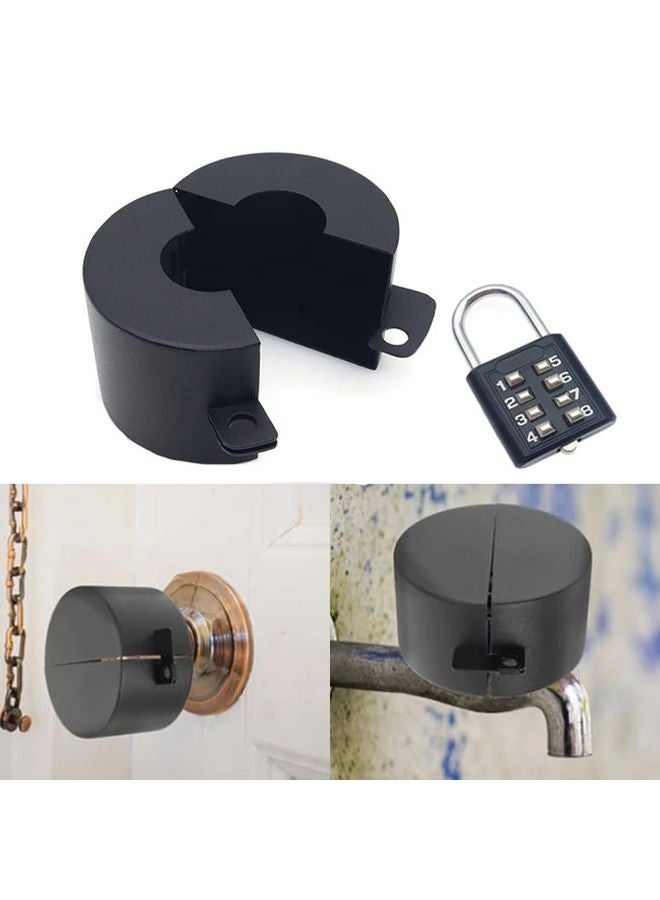 مجموعة واقية لحنفية الخارجية مع قفل رقمي جهاز أمان مضاد للسرقة باللون الأسود - Image 2