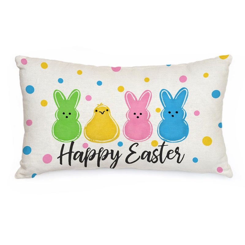 AACORS Easter Pillow Cover 12X20 Inch Polka Dots Colorful Bunnies Chick Decorations Holiday Farmhouse Decorative Spring Pillow Case for Home Sofa Couch AA11212