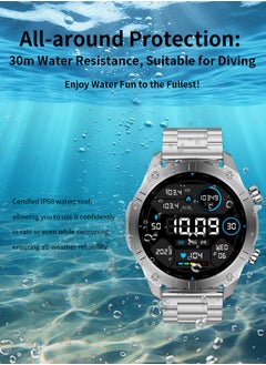 WAPIK Korean Brand Smart Watch Y7, Business Smartwatch, 30M Waterproof Fitness Watch, Bluetooth Calling, Compatible with Android and iOS, Smartwatch for Men, Zinc Alloy Vacuum Plating, Heart Rate Monitoring,Silver  - Image 2