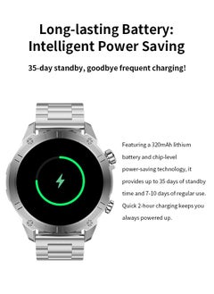 WAPIK Korean Brand Smart Watch Y7, Business Smartwatch, 30M Waterproof Fitness Watch, Bluetooth Calling, Compatible with Android and iOS, Smartwatch for Men, Zinc Alloy Vacuum Plating, Heart Rate Monitoring,Silver  - Image 5
