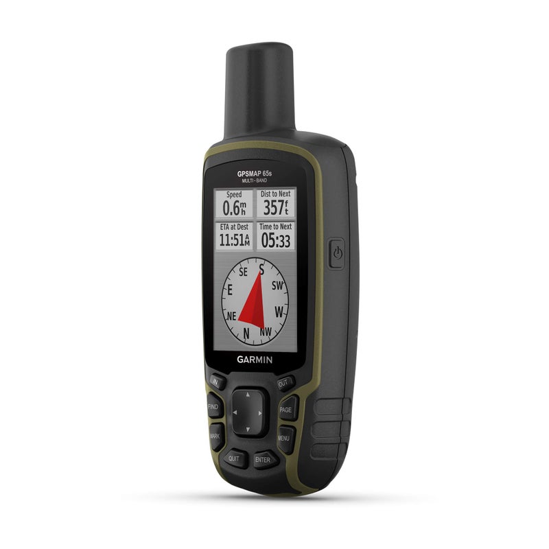 Garmin GPSMAP 65s، جهاز محمول يعمل بالزر مع مقياس ارتفاع وبوصلة، دعم موسع للأقمار الصناعية وتقنية متعددة النطاقات، شاشة ملونة بحجم 2.6 بوصة - Image 1
