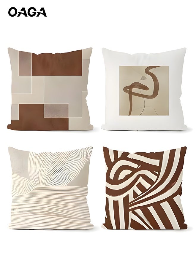 OAGA Cushion Covers Set of 4, Throw Pillow Cover, Abstract Modern Decorative Couch Pillow Case 45cm x 45cm, For Living Room Sofa Car Couch Bed Pillowcases 18x18 inches (Double sided pattern)  - Image 1