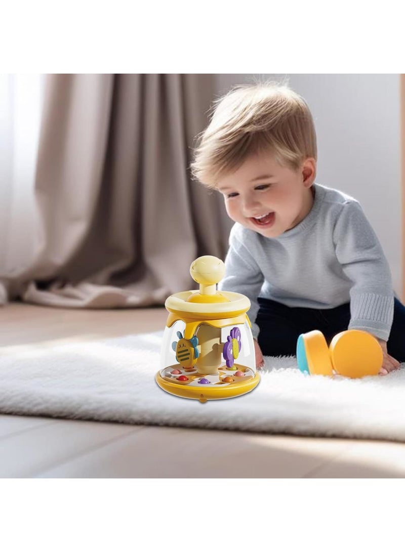 SYOSI Baby Suction Sensory Balls, Rotating Press and Spin Carousel Toy for Toddlers, Early Learning Educational Dome Tumble, Stimulates Motor Skills and Visual Development for Boys and Girls - Image 2