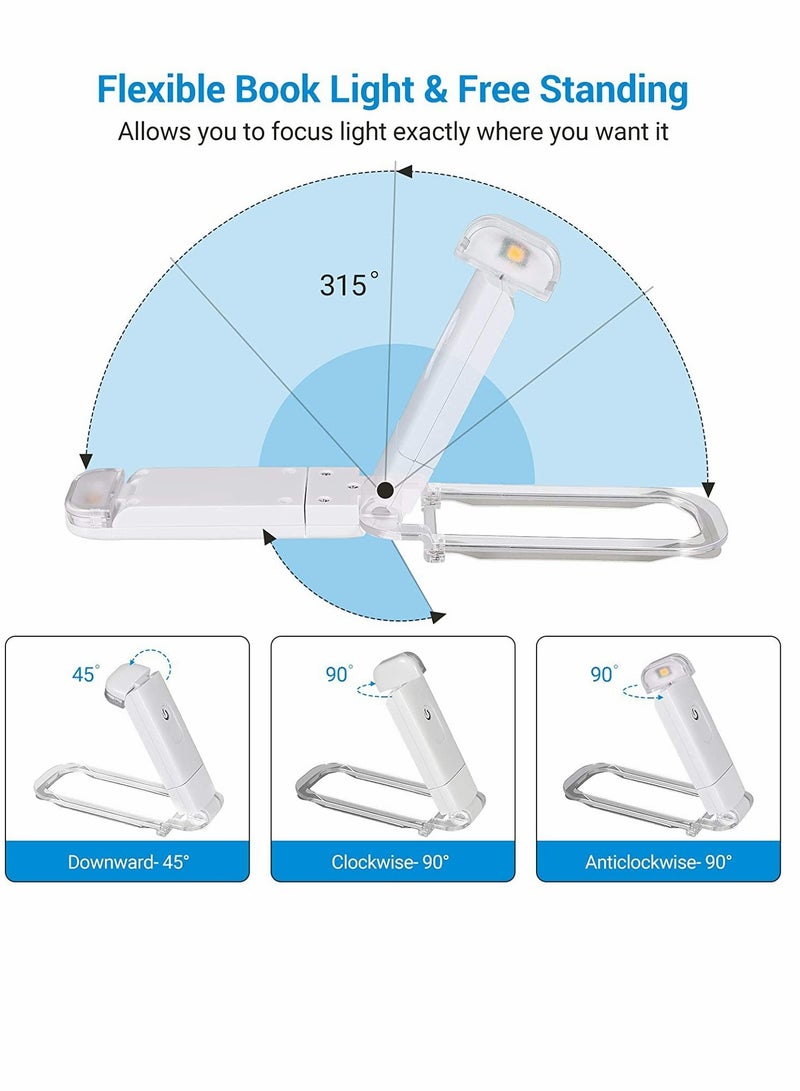 Amber Book Reading Light, USB Rechargeable Book Light for Reading in Bed, Blue Light Blocking, 3 Brightness Levels, LED Clip On Book Lights for Kids for Eye Protection - White… - Image 5