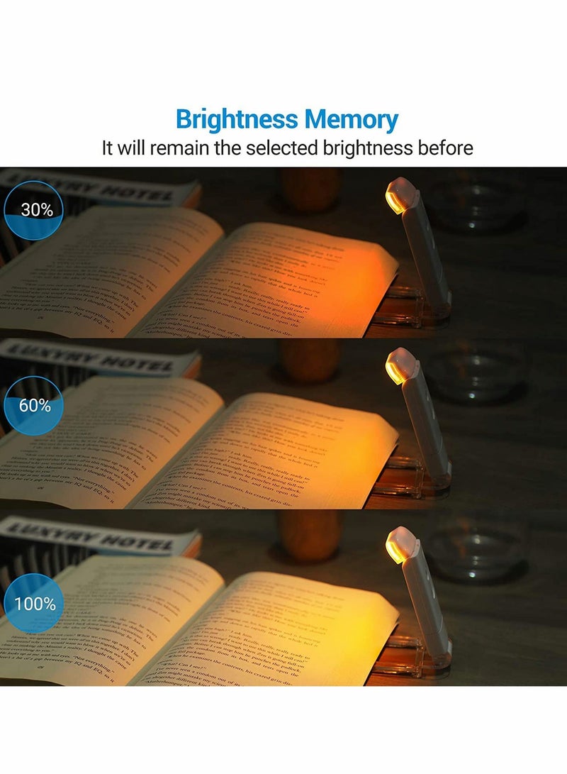 Amber Book Reading Light, USB Rechargeable Book Light for Reading in Bed, Blue Light Blocking, 3 Brightness Levels, LED Clip On Book Lights for Kids for Eye Protection - White… - Image 4