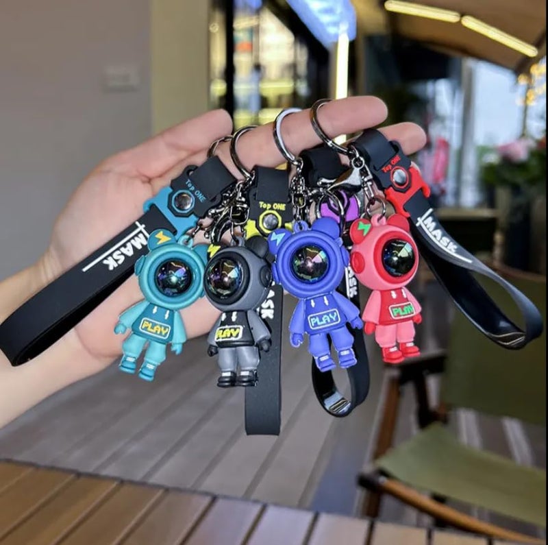 AEROSTARK Cartoon Characters Keychain for Girls Boys, Cute Silicon Keychains Accessories Keyring Key Purse Backpack Car Charms for Kids Gifts (Space Man Combo Of 4) Multicolor - Image 3