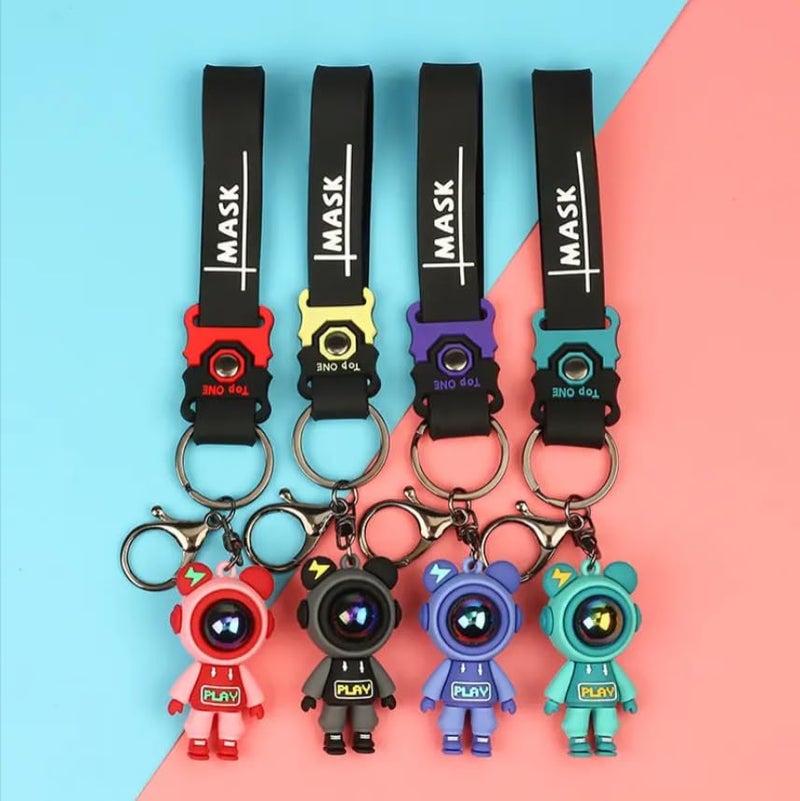 AEROSTARK Cartoon Characters Keychain for Girls Boys, Cute Silicon Keychains Accessories Keyring Key Purse Backpack Car Charms for Kids Gifts (Space Man Combo Of 4) Multicolor - Image 5
