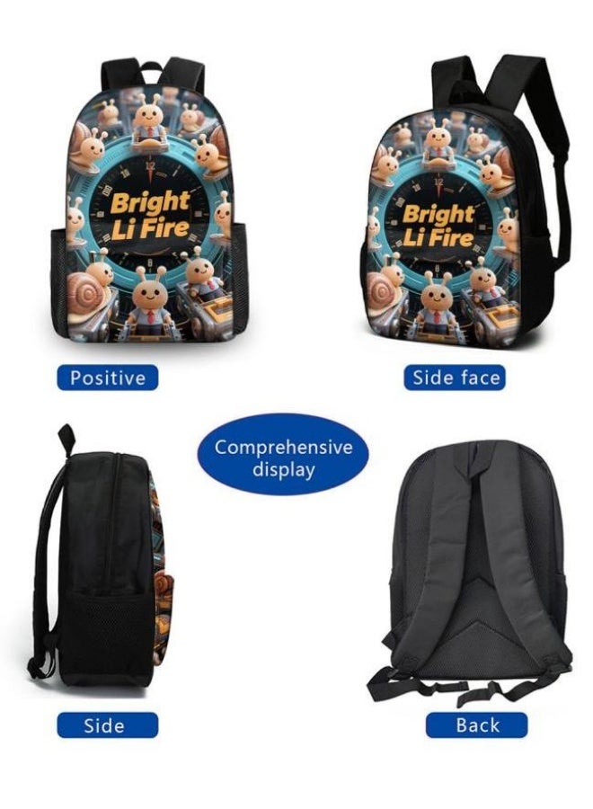 Bright Li Fire Three-piece set of cartoon bags, easily cope with various occasions (students, children, friends' outings, mountain climbing, schooling, etc.) | Backpack + hand-held + stationery bag | School season/holiday gifts - 4 - Image 4