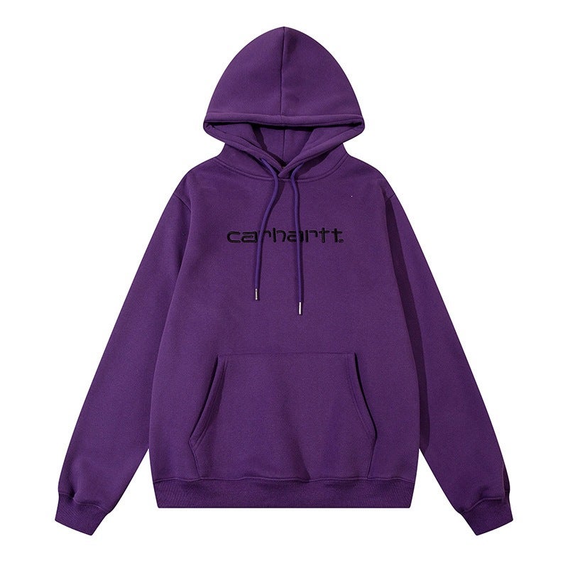Zip-Up Hooded Sweatshirt with Embroidered Patch, Thick Cotton, Unisex Casual Fit - Image 1