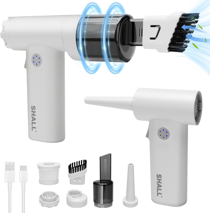 SHALL Compressed Air Duster 110000RPM, 4 in 1 Duster Brushless Motor, Cordless Air Blower & Suctioning, Turbo Jet Fan with Light, Handheld Vacuum Cleaner for PC/Keyboard/Outdoor/Home - Image 2