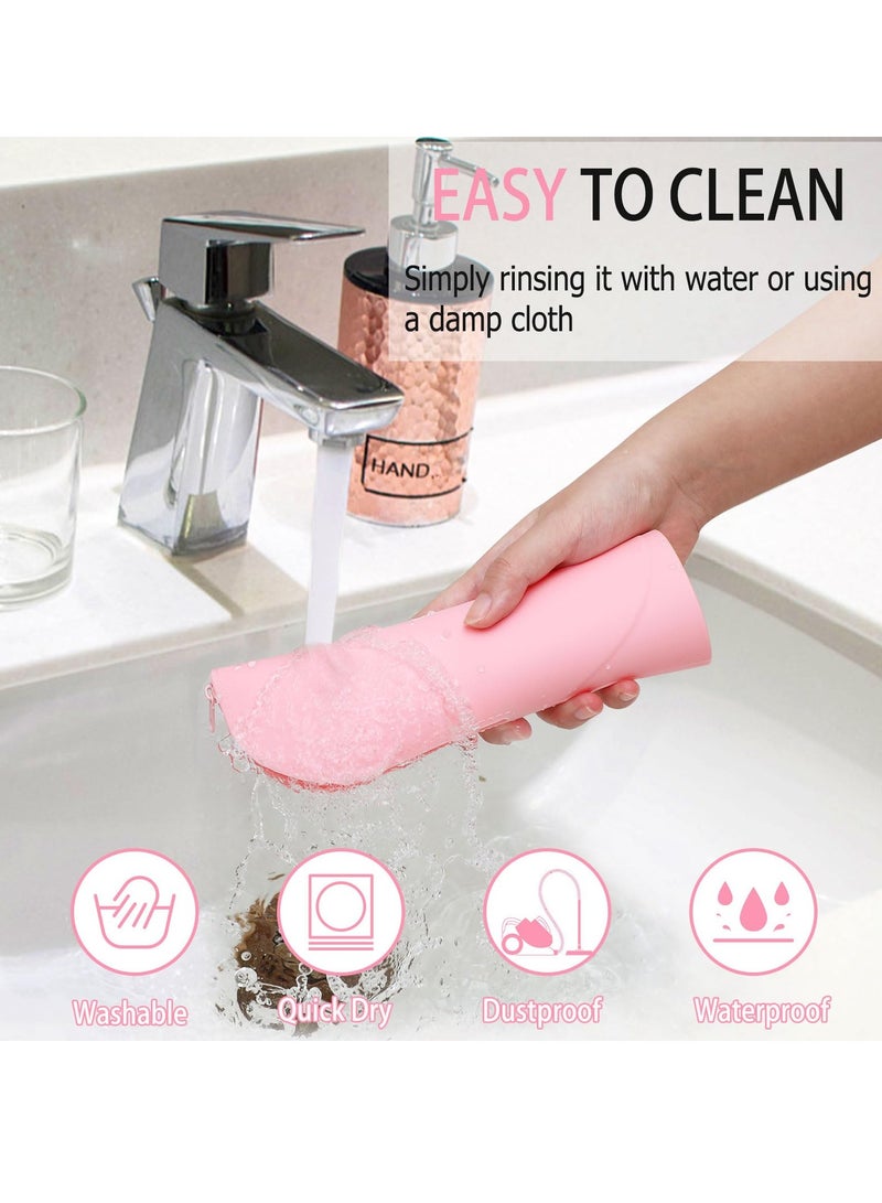 SYOSI Large Travel Makeup Brush Holder, Silicone Portable Makeup Brush Holder with Upgrade Zipper Closure Soft and Sleek Makeup Tools Organizer for Travel Daily Work (Pink) - Image 2