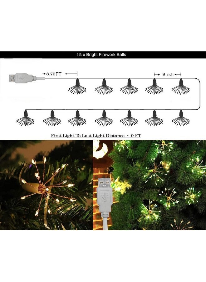Desidiya 12 Glowing Starburst LED String Lights - 10ft USB Powered Warm White Fairy Lights for Diwali, Christmas, Weddings, Parties, Home, Patio & Garden Decor - Image 4
