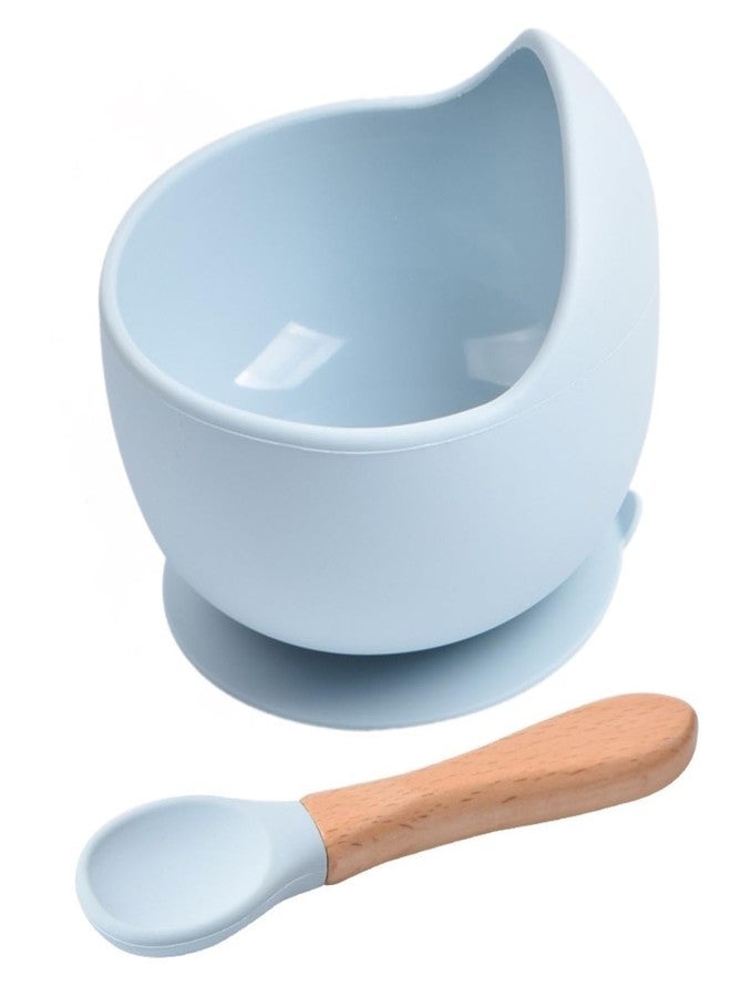LeafLoom Baby Feeding Set, 1 Pack Baby Bowls with Suction and 1 Pack Baby Spoons for Babies Toddlers Kids, BPA Free, Baby Utensils Feeding Supplies, Microwave and Dishwasher Safe (Light Blue 1 Set) - Image 1