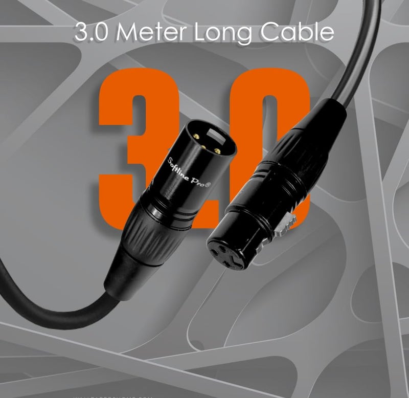 Softline Pro XLR Cable for Mic, 3 Pin XLR Male to Female 10 Ft / 3 Meter Microphone Cable, Waterproo Flexible (SPFM300) - Image 2