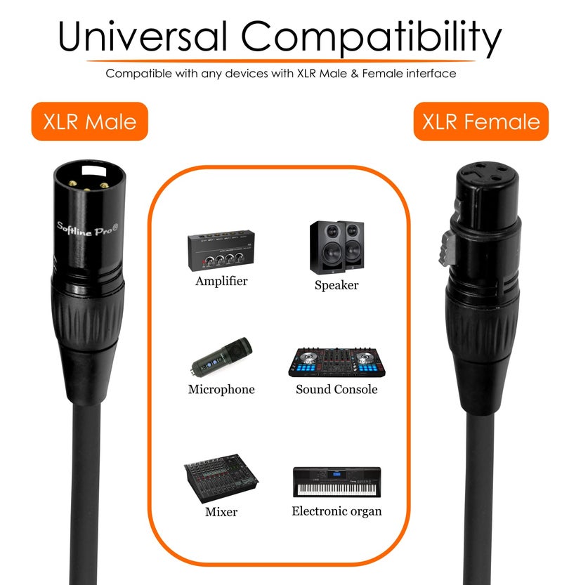 Softline Pro XLR Cable for Mic, 3 Pin XLR Male to Female 10 Ft / 3 Meter Microphone Cable, Waterproo Flexible (SPFM300) - Image 4