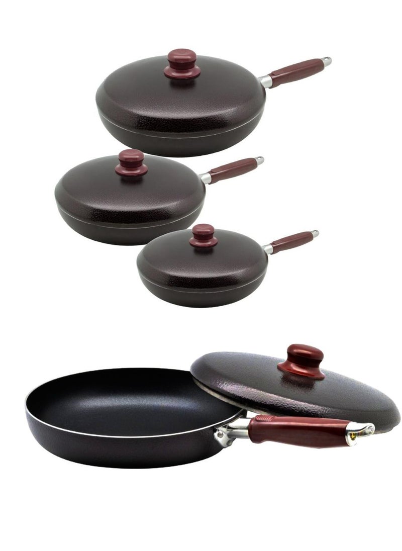 BASURRAH Original Korean high quality non-stick cover frying pans, set of 4 pans in different sizes 26-28-30-32 cm  - Image 1