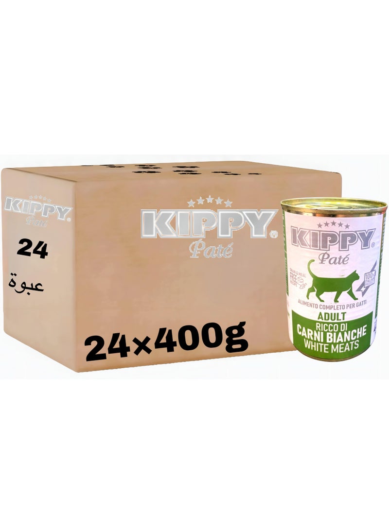 Kippy Pate Wet cat food (24 cans) - Kippy Pate  with White meats flavor - 24 × 400g - Image 1