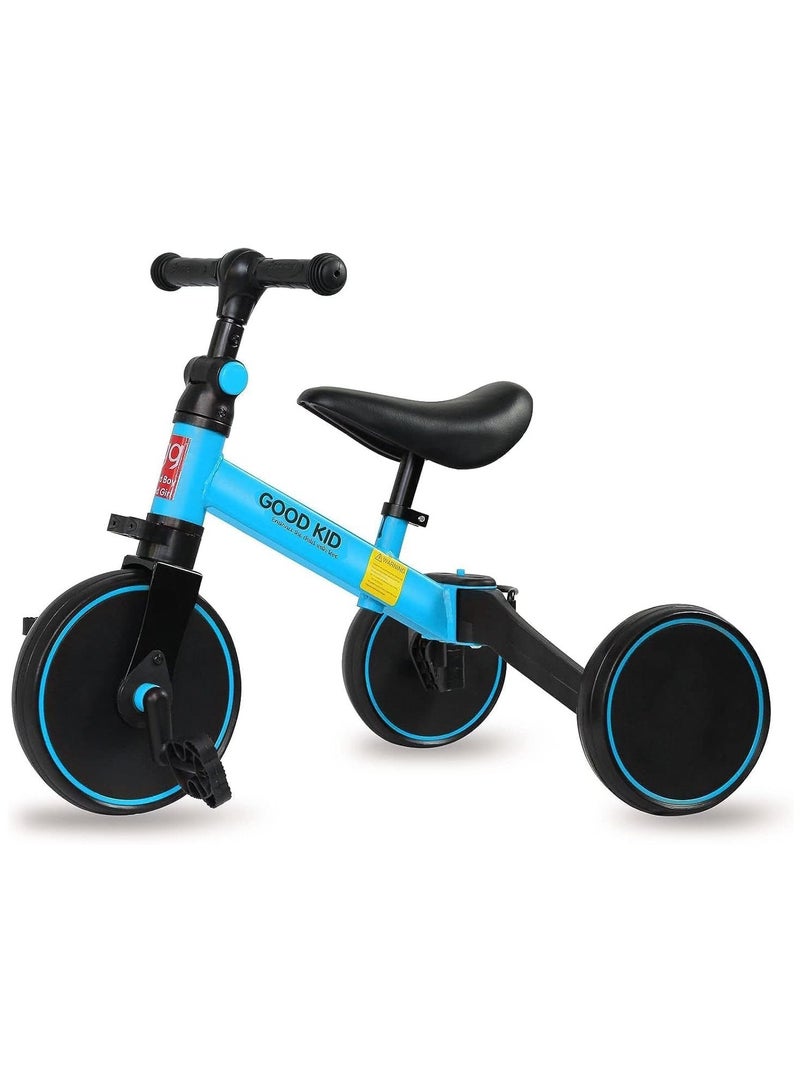 DIGI CORE 4 in 1 Kids Balance Bike Kids Tricycles For 1-4 Years, Toddlers Trike With Adjustable Seat Indoor Outdoor Ride-On Toy For Boys & Girls Perfect Kids First Birthday Gifts Toddler Bike Blue - Image 1