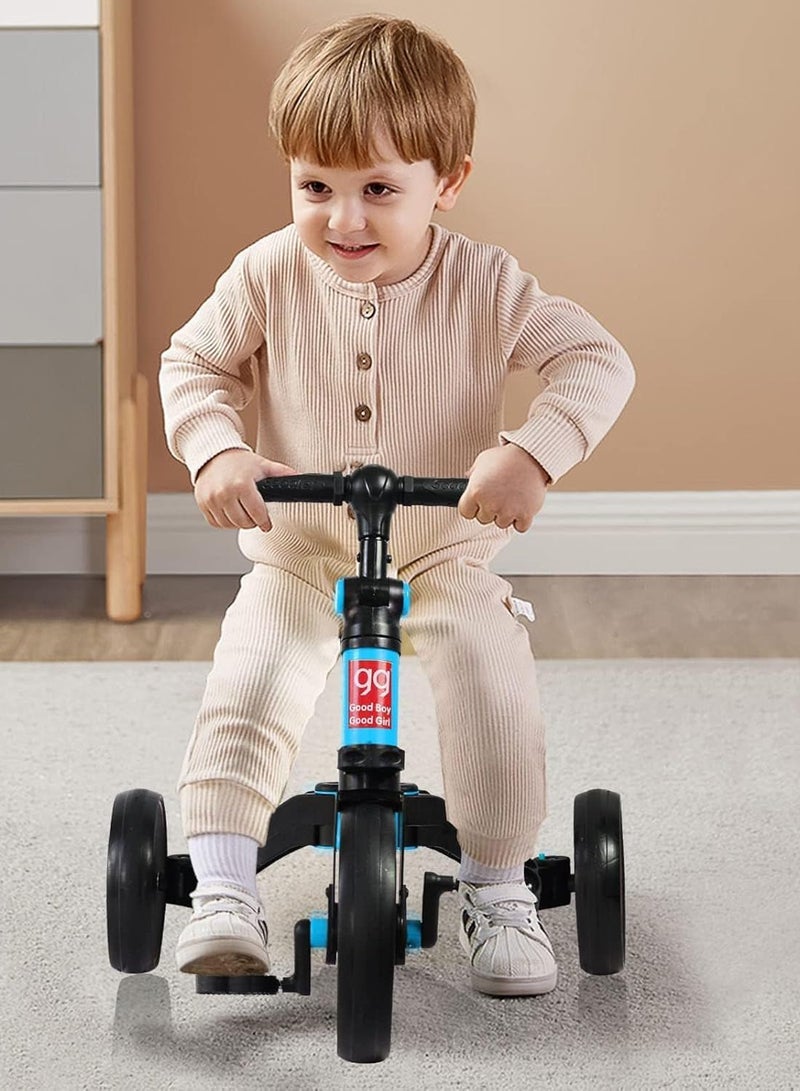 DIGI CORE 4 in 1 Kids Balance Bike Kids Tricycles For 1-4 Years, Toddlers Trike With Adjustable Seat Indoor Outdoor Ride-On Toy For Boys & Girls Perfect Kids First Birthday Gifts Toddler Bike Blue - Image 2