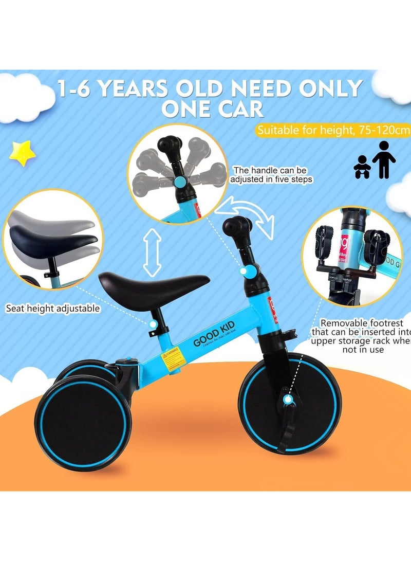 DIGI CORE 4 in 1 Kids Balance Bike Kids Tricycles For 1-4 Years, Toddlers Trike With Adjustable Seat Indoor Outdoor Ride-On Toy For Boys & Girls Perfect Kids First Birthday Gifts Toddler Bike Blue - Image 4