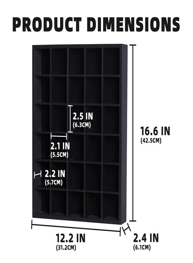 DisplayGifts Black Shot Glass Display Case 30 Slots Minifigures Thimble Collection Display Rack 12.25" H X x 16.6" W - No Door (for All Short Shot Glasses) - Image 4