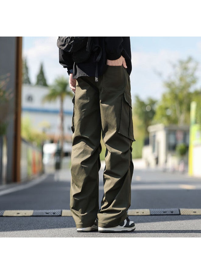 Swamp Area Men's Windproof Workwear Pants Spring Autumn American Street Style Draped Straight Loose Fit Trousers Ks381 Military Green S - Image 4
