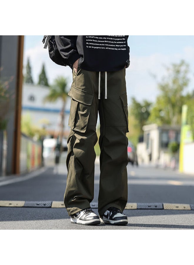 Swamp Area Men's Windproof Workwear Pants Spring Autumn American Street Style Draped Straight Loose Fit Trousers Ks381 Military Green S - Image 1