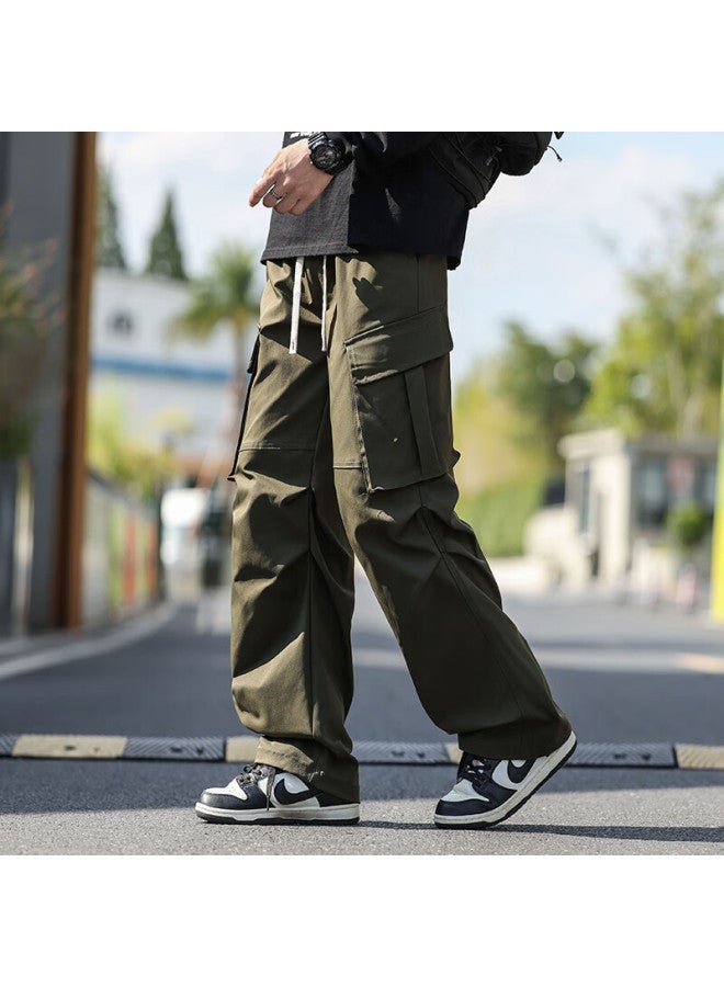 Swamp Area Men's Windproof Workwear Pants Spring Autumn American Street Style Draped Straight Loose Fit Trousers Ks381 Military Green S - Image 2