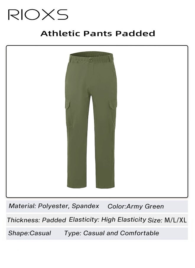 RIOXS Men's Cargo Pants, Casual Work Pants With Pockets, Hiking Sweatpants For Men, Mes Athletic Jogger Sports Outdoor Trousers, Relaxed Fit Joggers Pants, Open Bottom Drawstring Trousers  - Image 5